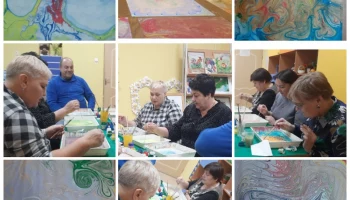 Занятие в технике рисования на воде красками ЭБРУ с замещающими родителями Кореневского района