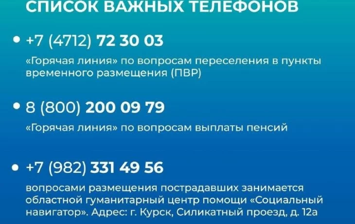 Список важных телефонов